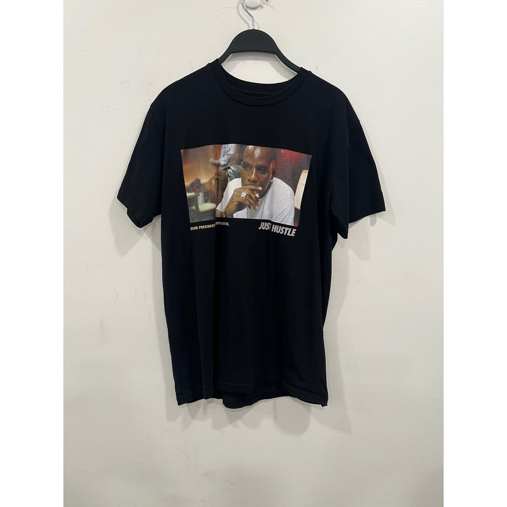 Just Hustle Graphic T-Shirt Mens M Black NAS DMX Dead Presidents Tee HipHop Y2K